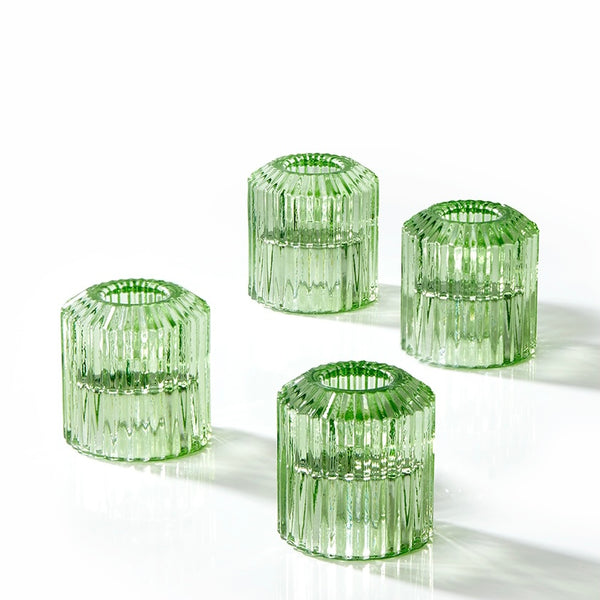 CARLYLE CANDLE HOLDERS, GREEN (SET OF 4)