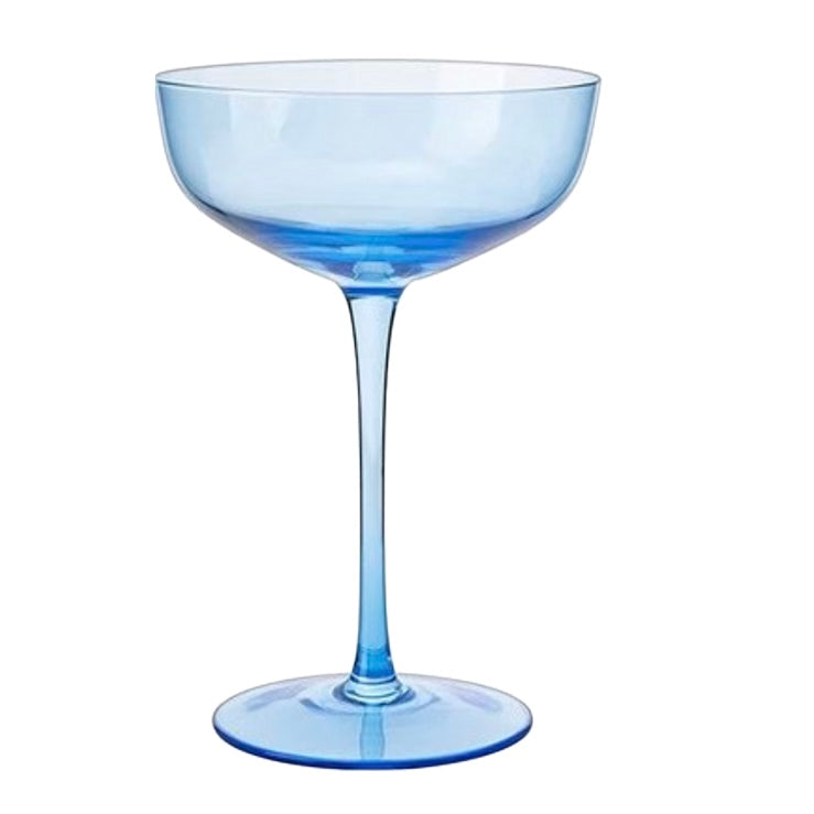 BLUE COLORED COUPE GLASSES (SET OF 4)
