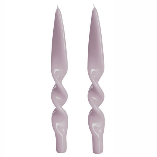 LACQUER TWIST TAPER CANDLE, TURTLEDOVE (SET OF 2)
