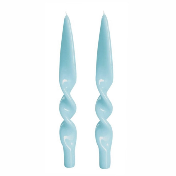 LACQUER TWIST TAPER CANDLE, LIGHT BLUE (SET OF 2)