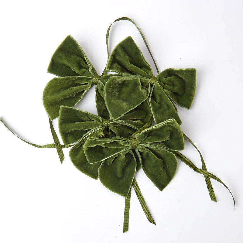 VELVET NAPKIN BOWS, FOREST GREEN (SET OF 4)