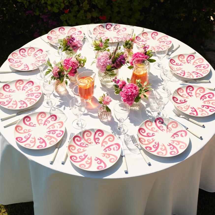 ATHENEE TWO TONE PINK PEACOCK DINNER PLATE