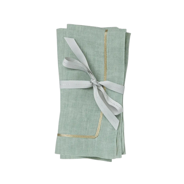 SEA FOAM & GOLD TRIM DINNER NAPKINS (SET OF 2)