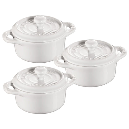 CERAMIC MINI ROUND COCOTTE SET, SET OF 3