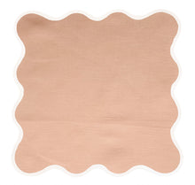 Load image into Gallery viewer, SCALLOPED LINEN SQUARE, POPPY PEACH (SET OF 4)
