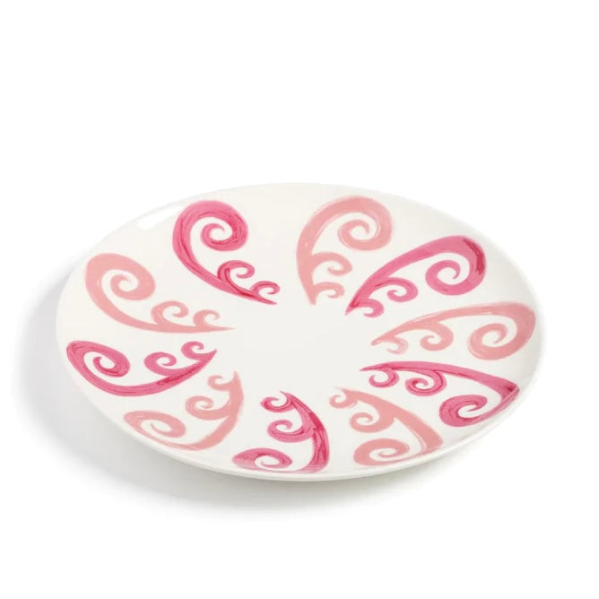 ATHENEE TWO TONE PINK PEACOCK DESSERT PLATE