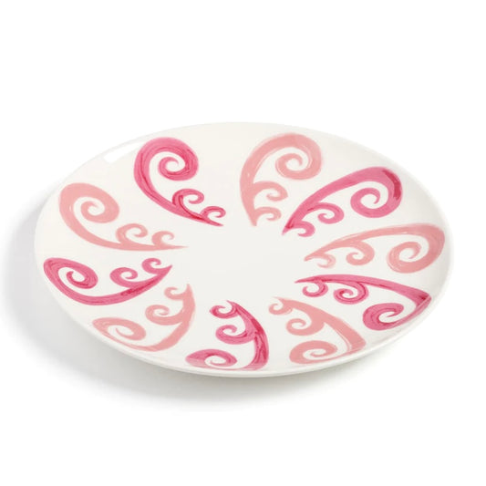 ATHENEE TWO TONE PINK PEACOCK DINNER PLATE