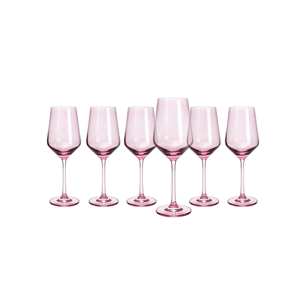 PINK COLORED WINE GLASSES (SET OF 6)