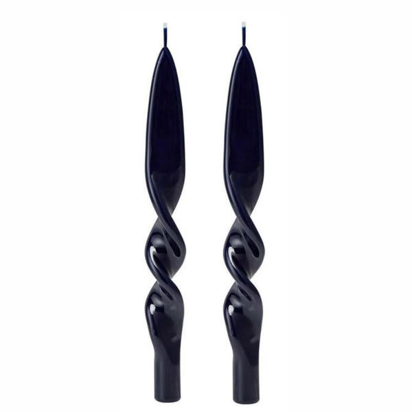 LACQUER TWIST TAPER CANDLE, NAVY (SET OF 2)