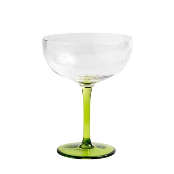 ETCHED GREEN STEM COUPES (SET OF 2)