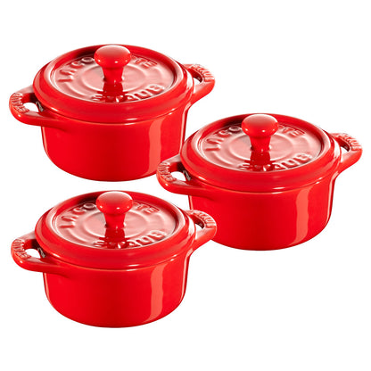 CERAMIC MINI ROUND COCOTTE SET, SET OF 3