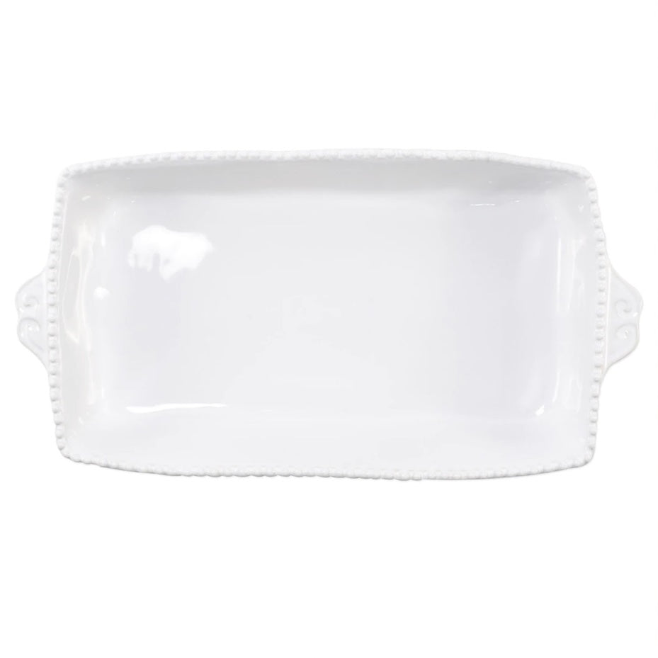 INCANTO STONE STRIPE RECTANGULAR BAKING DISH, WHITE