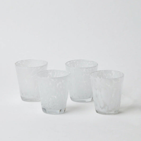 WHITE SPOTTED TUMBLERS (SET OF 6)