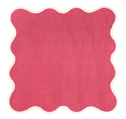 SCALLOPED LINEN SQUARE, HIBISCUS (SET OF 4)