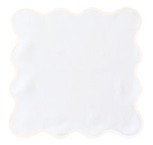 Load image into Gallery viewer, SCALLOPED LINEN SQUARE, WHITE (SET OF 4)
